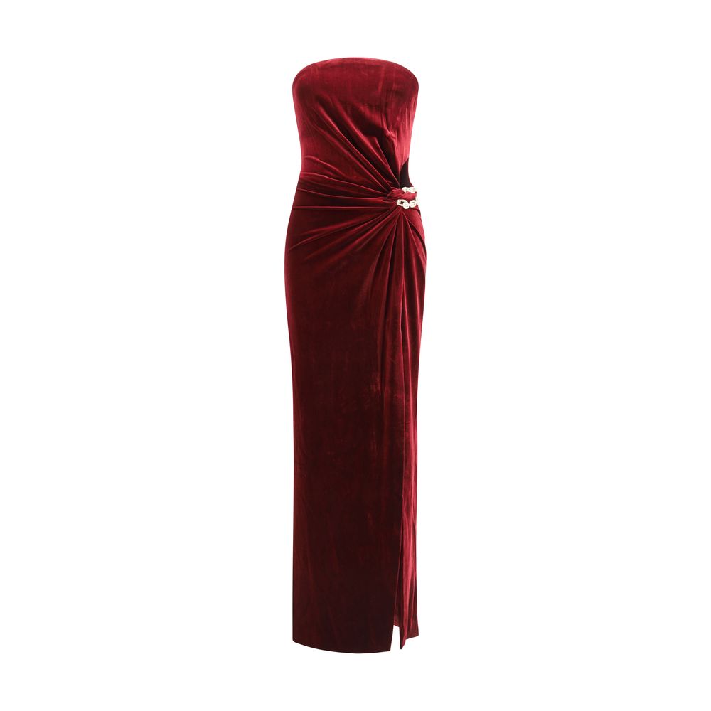 Velvet bandeau long dress