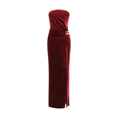 Velvet bandeau long dress