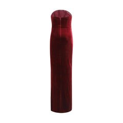 Velvet bandeau long dress