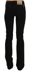 Black Low Waist Slim Leg Skinny Denim Casual Pants Jeans 