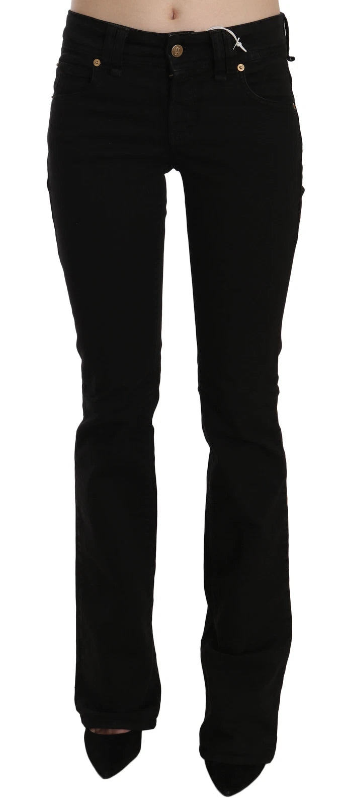 Black Low Waist Slim Leg Skinny Denim Casual Pants Jeans 