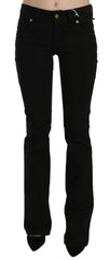 Black Low Waist Slim Leg Skinny Denim Casual Pants Jeans 