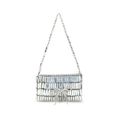 Silver crystal bow mini Shoulder Bag