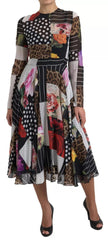 Multicolor Patchwork Floral Leopard Dress