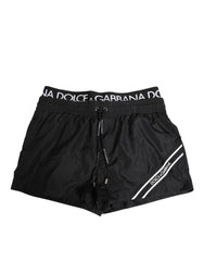 Black Drawstring Beachwear Men Shorts Swimwear