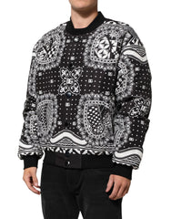 Black White Bandana Print Bomber Jacket