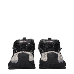 Black Fabric Chunky Sneakers