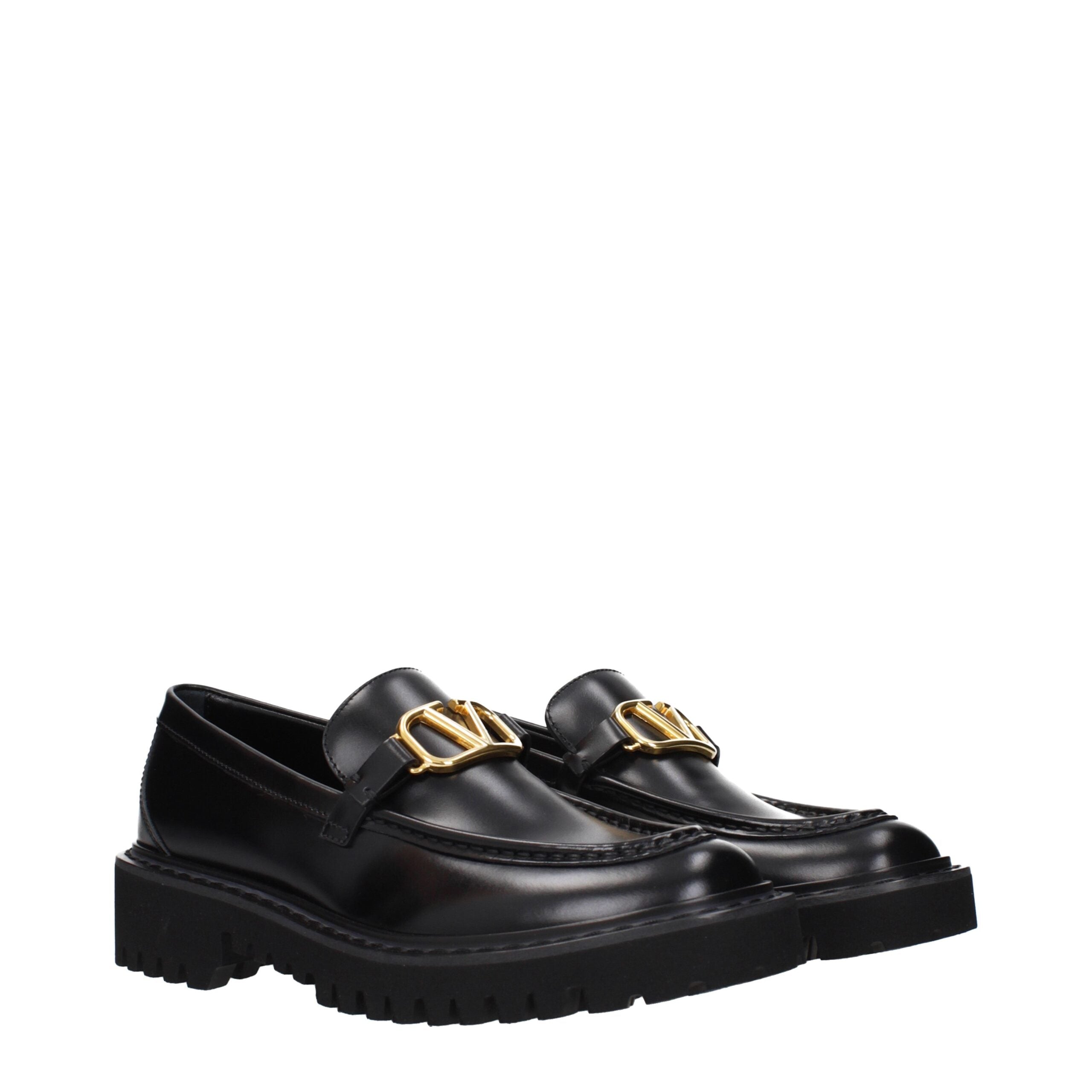 Black Leather Slip-On Loafers