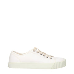 White Fabric Low Tops