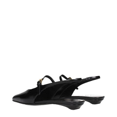 Black Leather Flat Sandals