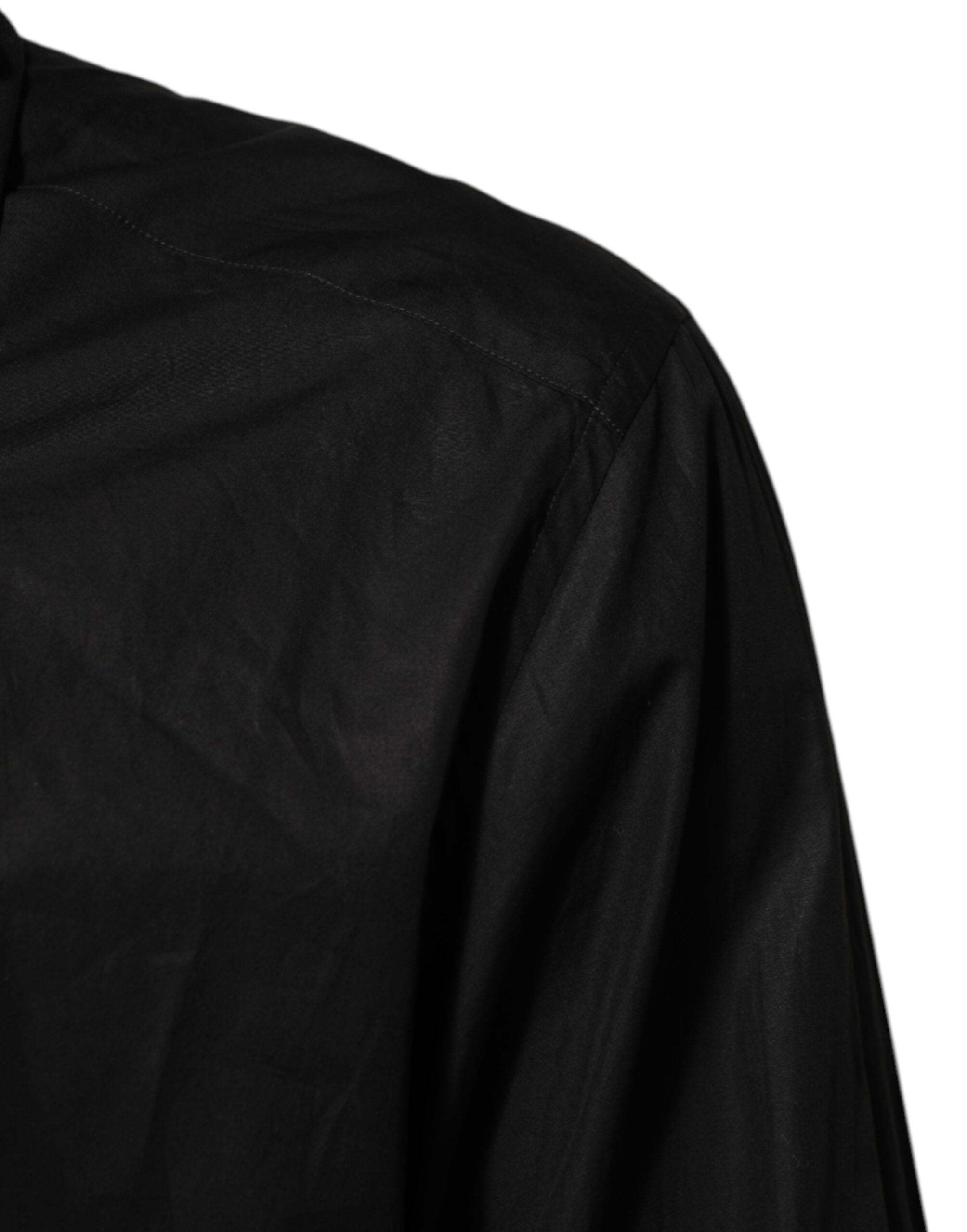 Black Cotton Embellished Collar Men’s Shirt