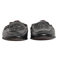 Black Leather Slip On Men Flat Loafers Shoes