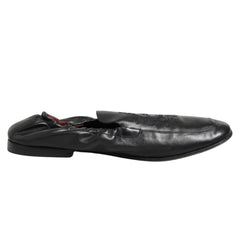 Black Leather Slip On Men Flat Loafers Shoes