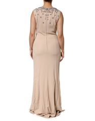 Nude Ecru Beaded Crystal Embellished Dress