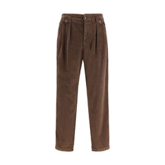 Brown Cotton Casual Pants