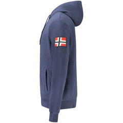 Blue Polyester Men's Hooded Sweatshirt