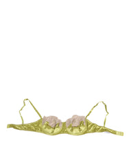Lime Green Silk Satin Lace Padded Balconnet Underwear