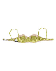 Lime Green Silk Satin Lace Padded Balconnet Underwear