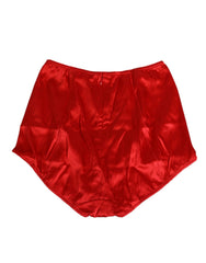 Red Silk Satin High-Waist Briefs Women Underwear