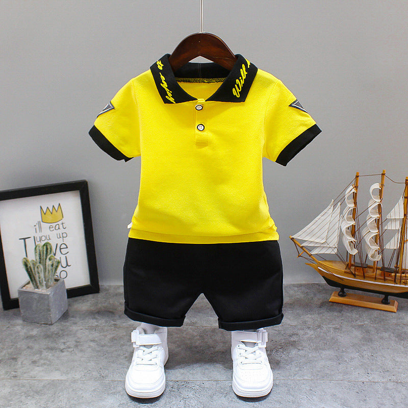 Summer Letter Lapel Short Sleeve Two-piece Suit