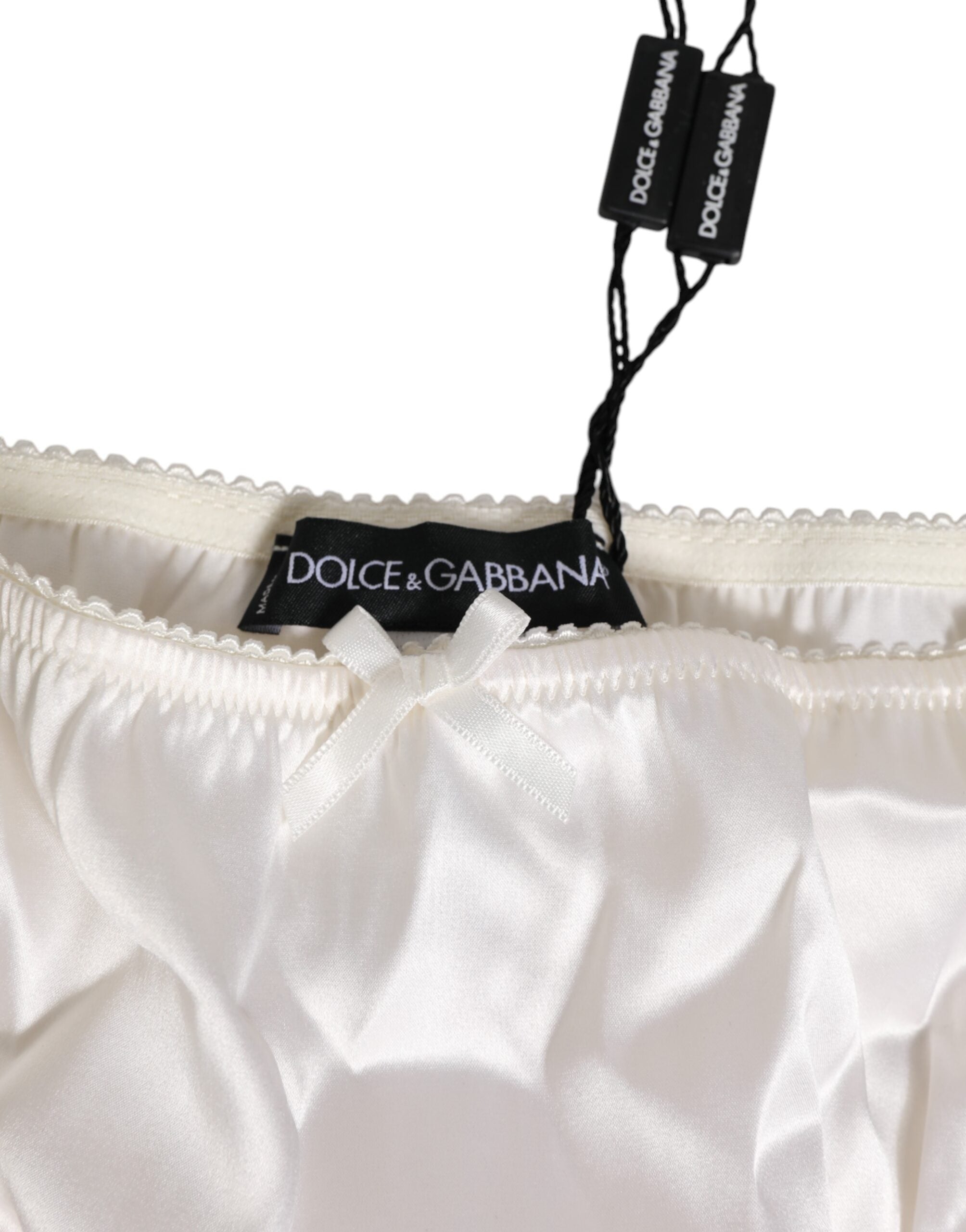 Ivory White Silk Satin Lace Trim Panty  Underwear