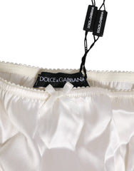 Ivory White Silk Satin Lace Trim Panty  Underwear