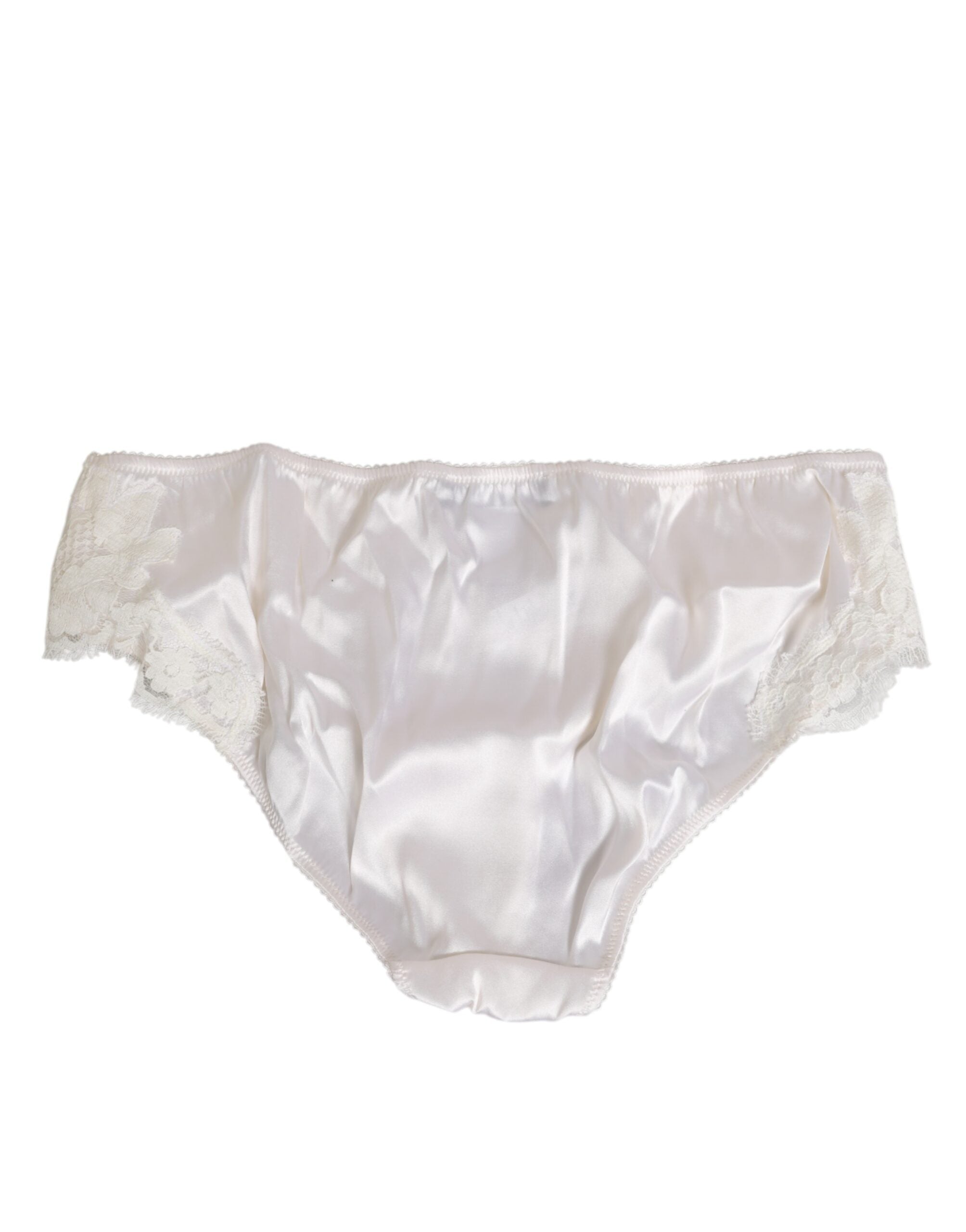 Ivory White Silk Satin Lace Trim Panty  Underwear