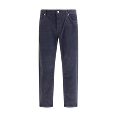 Blue Cotton Casual Pants