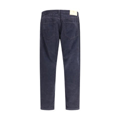 Blue Cotton Casual Pants
