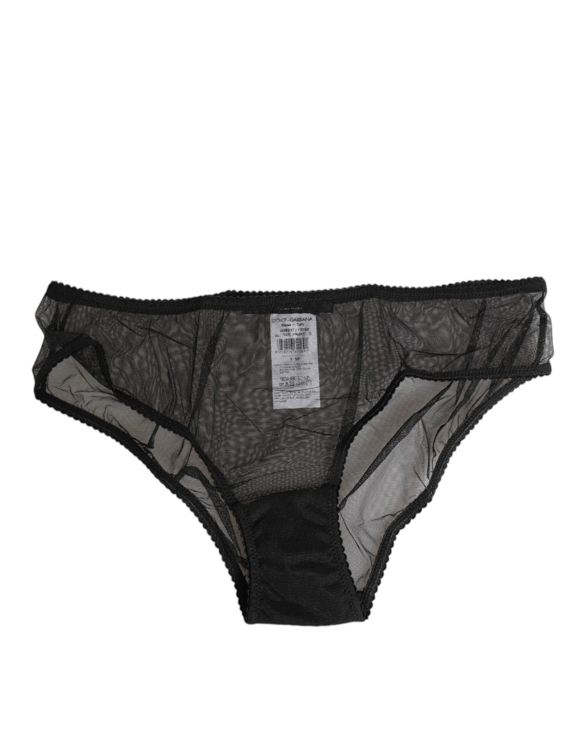Black Sheer Mesh Lace Bikini Briefs Underwear