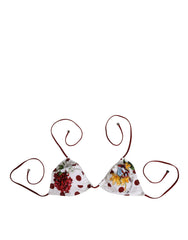 White Red Polka Dot Floral Print Triangle