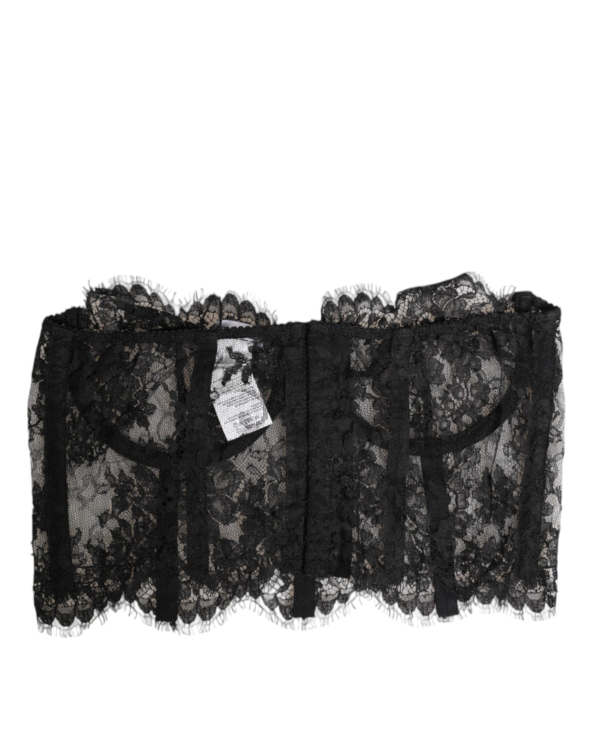 Black Floral Lace Bustier Bralette Top Underwear