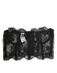 Black Floral Lace Bustier Bralette Top Underwear