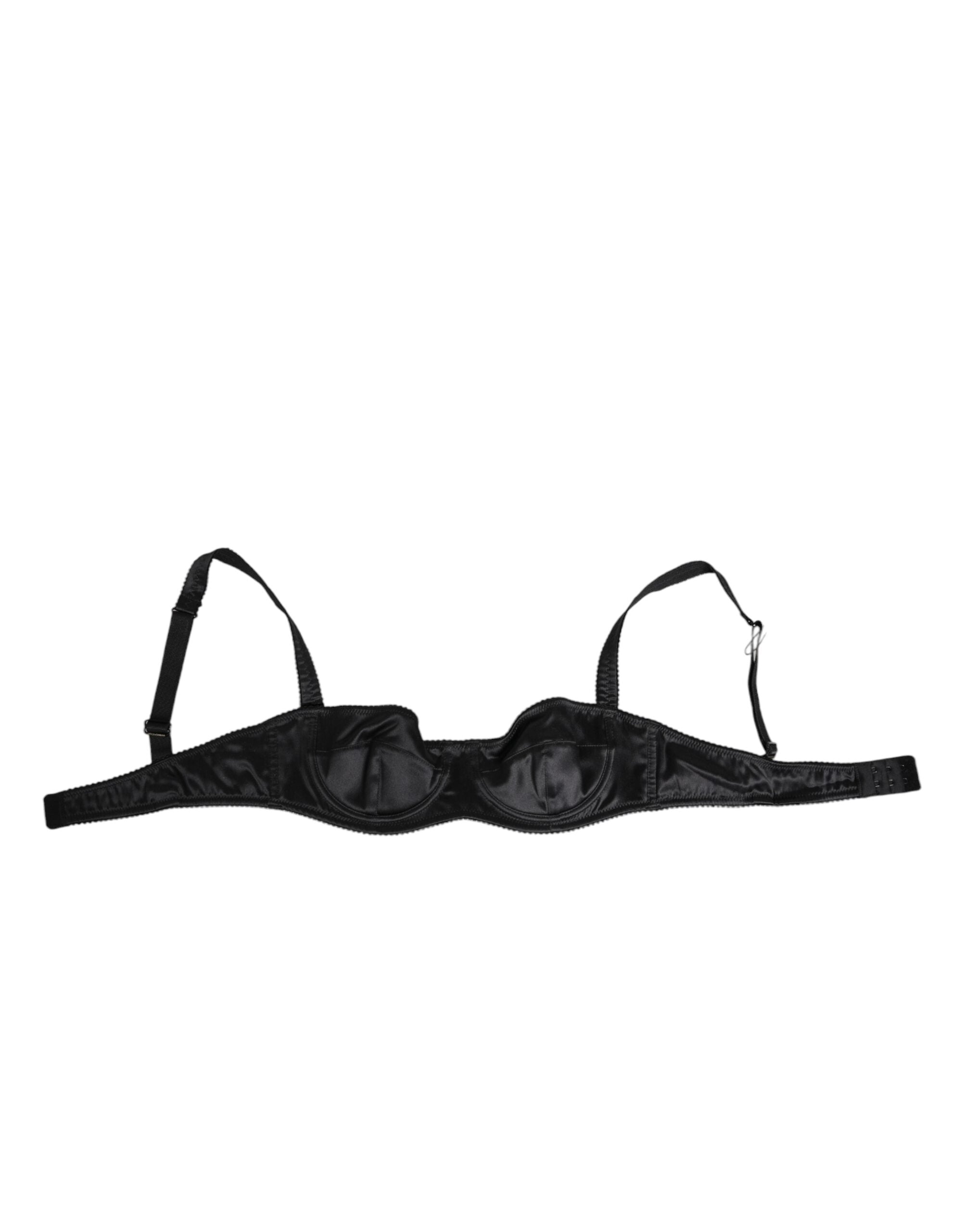 Black Satin Underwire Bra Lingerie IT2 Underwear