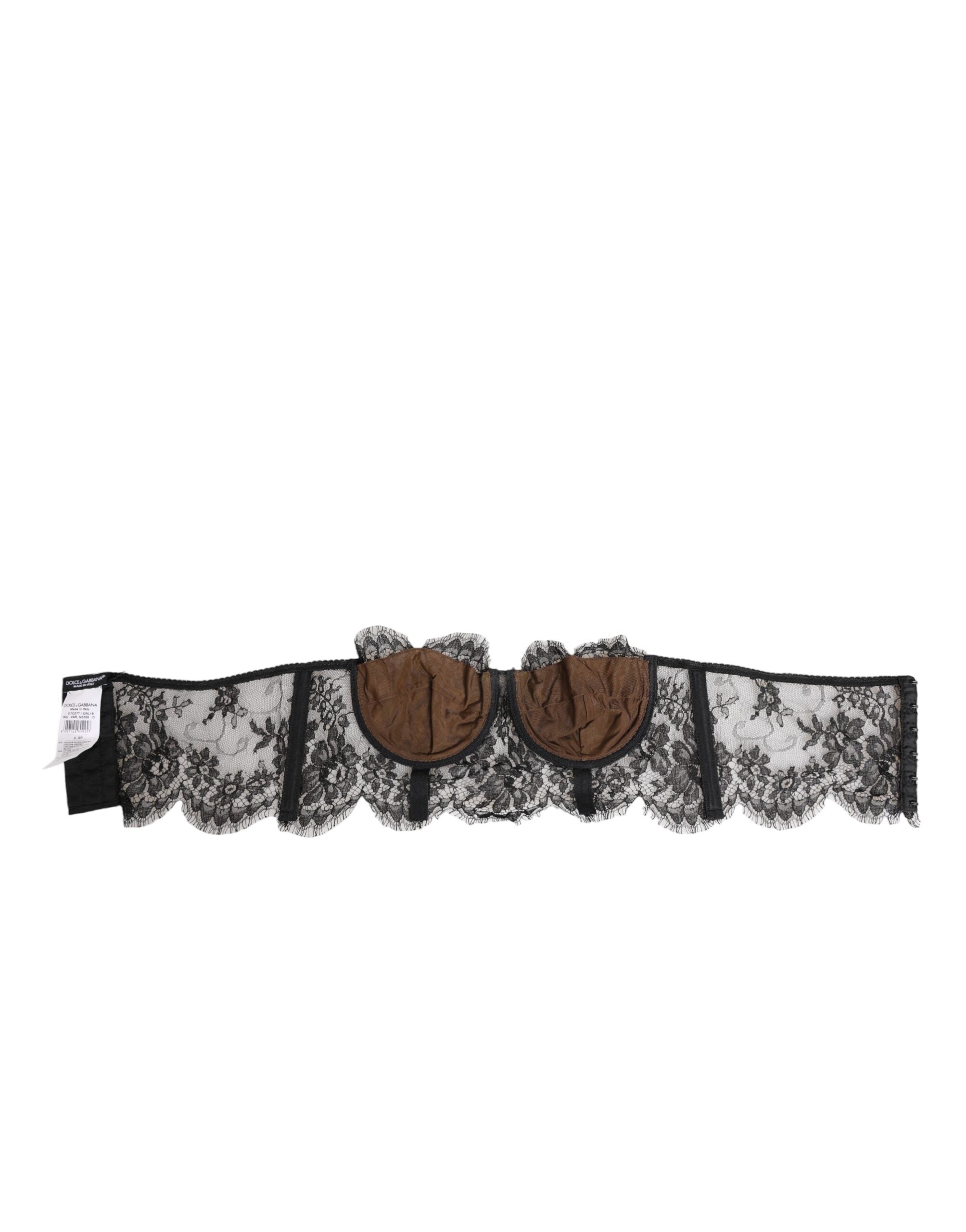Black Floral Lace Strapless Bustier Underwear