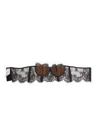 Black Floral Lace Strapless Bustier Underwear