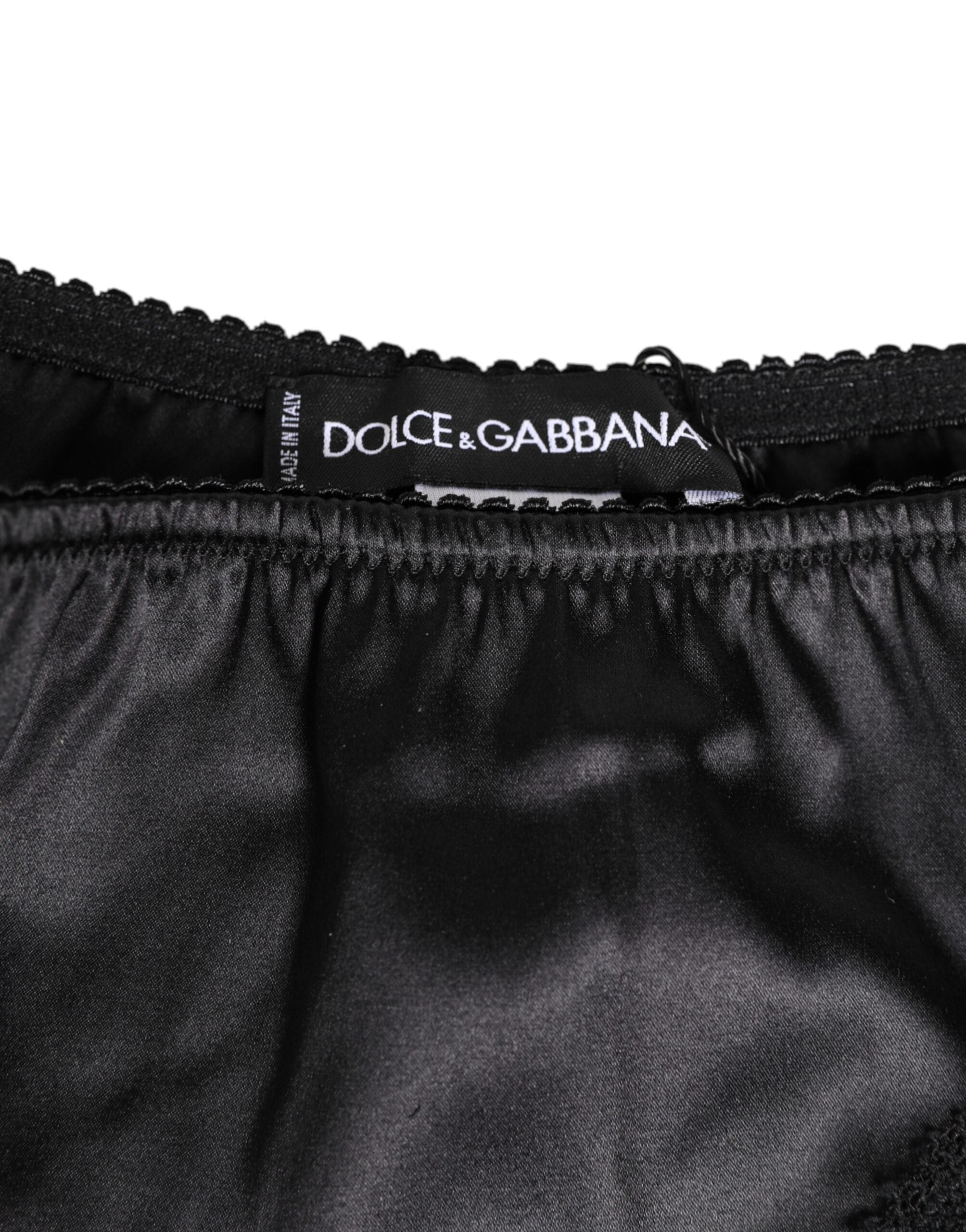 Black Silk Satin Lace Trim Panty  Underwear