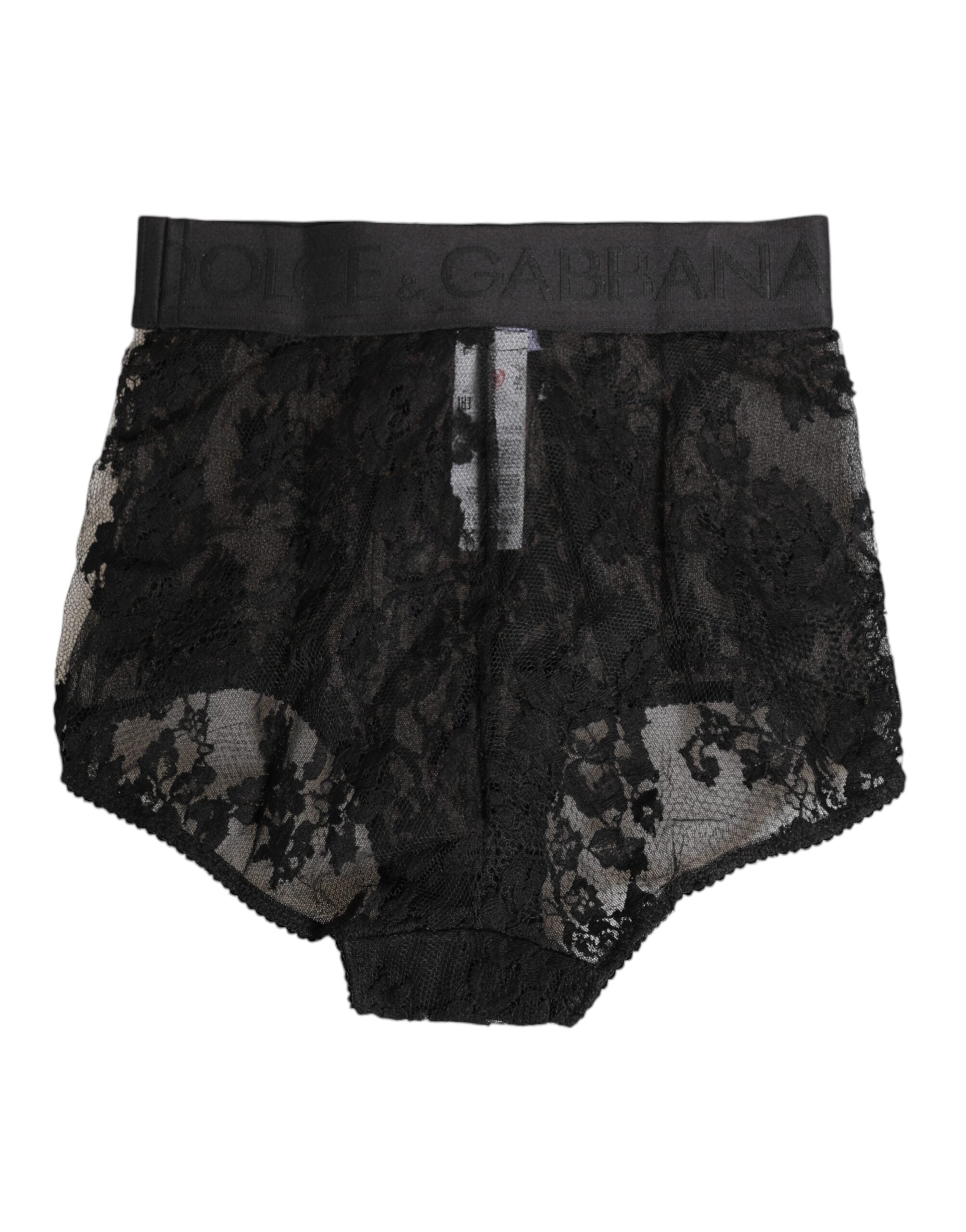High Waist Briefs Black Floral Lace  Underwear