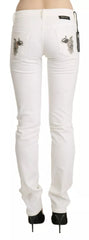 White Cotton Slim Fit Mid Waist Skinny Trouser Jeans