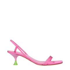 Pink Fabric Stiletto Heels Sandals