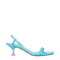 Blue Fabric Stiletto Heels Sandals