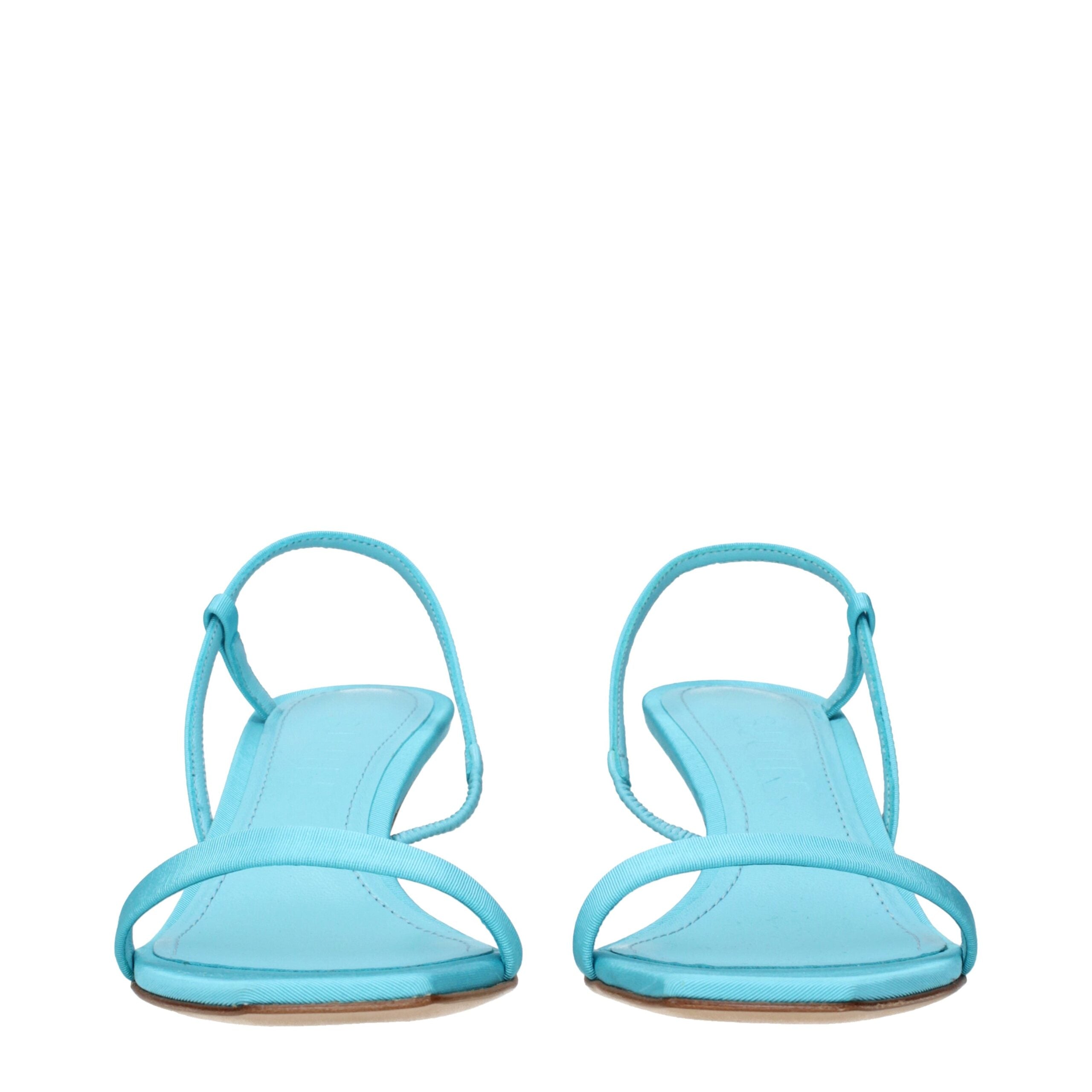 Blue Fabric Stiletto Heels Sandals