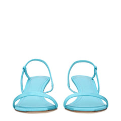 Blue Fabric Stiletto Heels Sandals