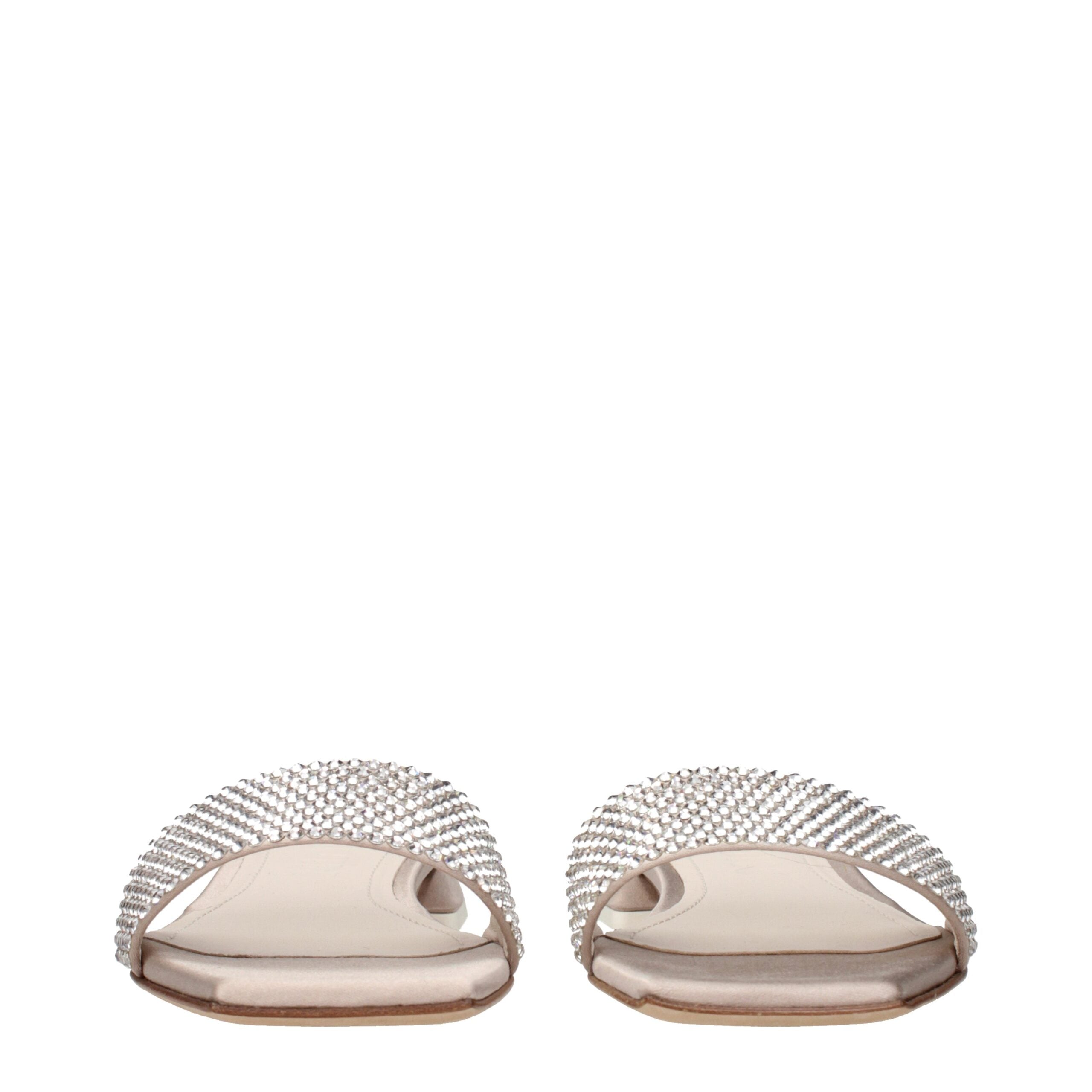 Beige Satin Slippers Sandals