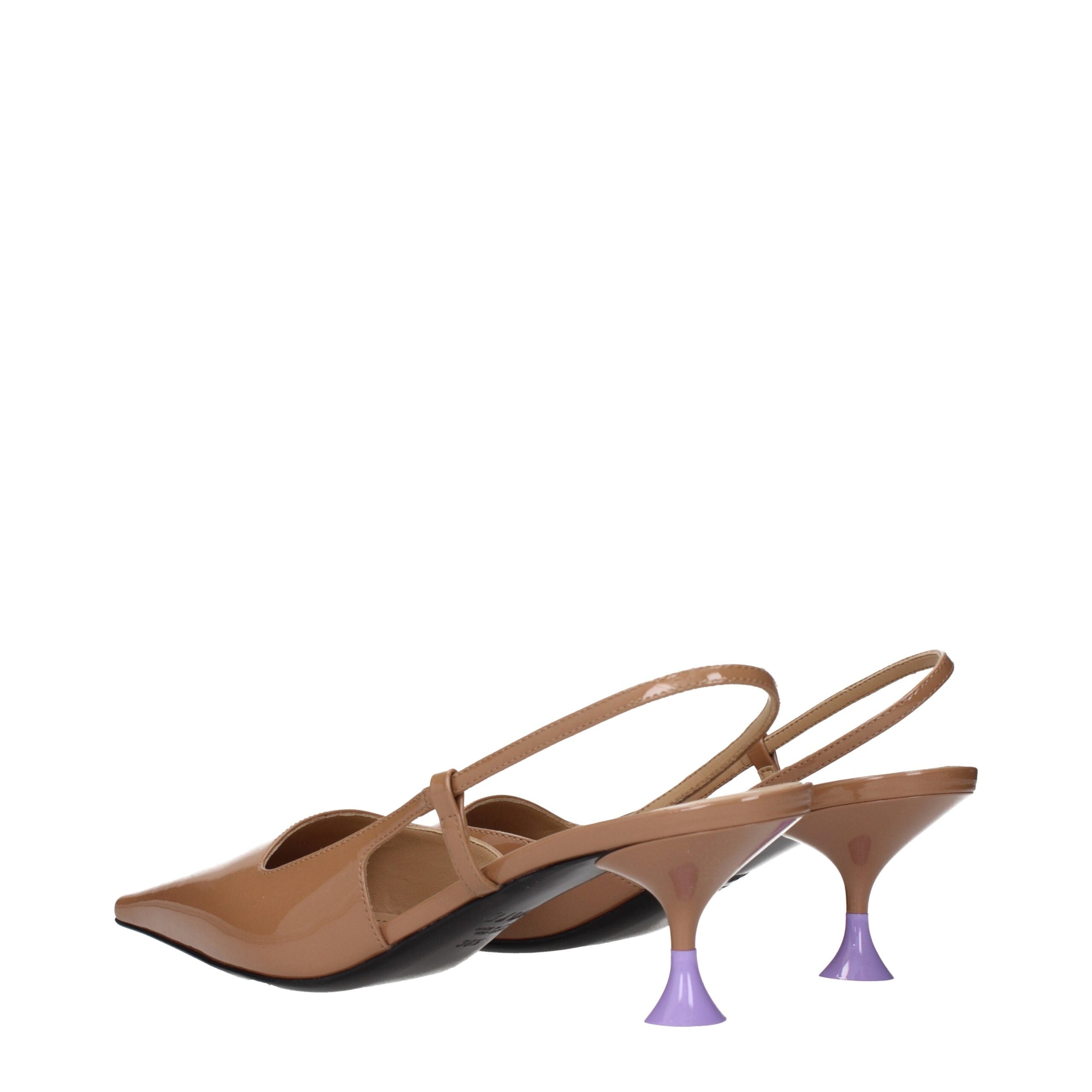 Brown Leather Mid Heel Pumps