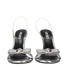 Gray Leather Stiletto Heels Sandals