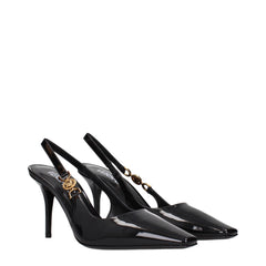 Black Leather High Heel Pumps