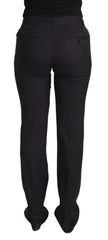Black Stripes Mid Waist Trouser Pants