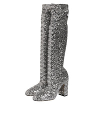 Shoes Silver Sequins Glitter High Heel Boot Shoes
