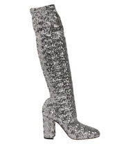 Shoes Silver Sequins Glitter High Heel Boot Shoes